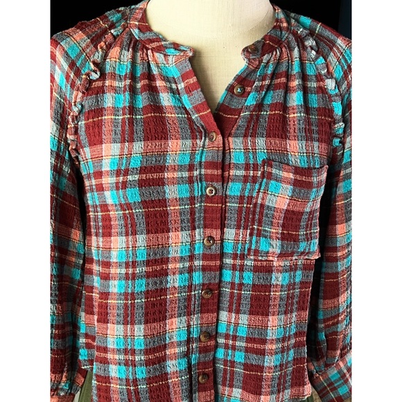 Anthropologie Pilcro Plaid Buttondown Shirt XXSP - Picture 8 of 12